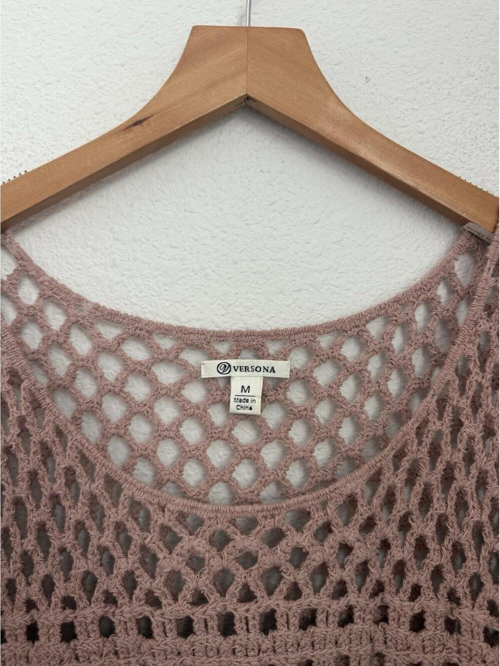 Versona Whimsical Size Medium Crochet Knit Beach Lightweight Festival Longsleeve - Picture 2 of 7